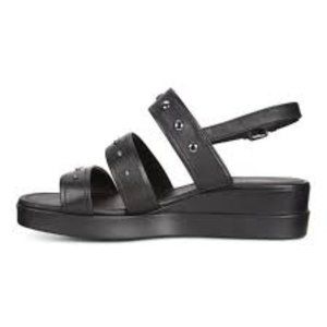 Black Ecco Platform Sandals with Stud Detail